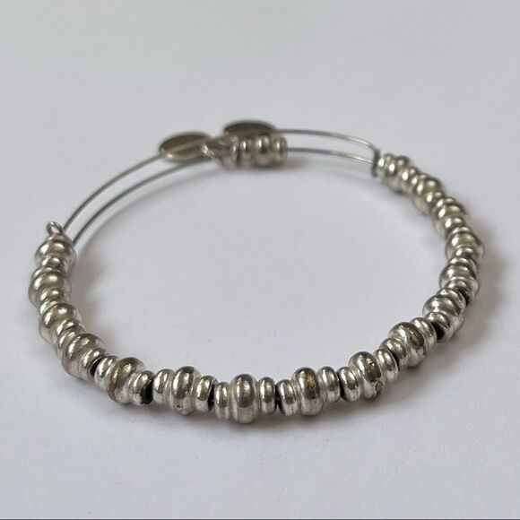 Alex and Ani Nile Beaded Expandable Bangle Bracelet in Rafaelian Silver Finish - Picture 4 of 6